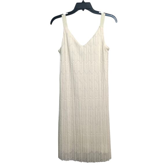 Anthropologie Meadow Rue Cream Prespa Pleated Shift Dress Size 2 - Picture 3 of 8